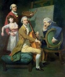 Self Portrait With his Daughter, Maria Theresa (?) and Possibly Giacobbe and James Cervetto (?) c.1779 (oil on canvas) | Obraz na stenu