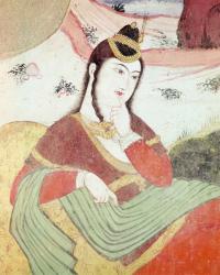 Woman from the Court of Shah Abbas I, 1585-1627 (fresco) (detail) | Obraz na stenu