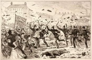 The Riots in Belfast: The Police Charging the Mob in the Brickfields, from 'The Illustrated London News', 19th June 1886 (engraving) | Obraz na stenu
