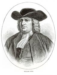 William Penn (1644-1718) engraved by Josiah Wood Whymper (1813-1903) (engraving) (b&w photo) | Obraz na stenu