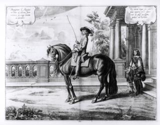 Illustration from a Riding Manual, engraved by Peeter Clouwet (1629-70), 1658 (engraving) (b/w photo) | Obraz na stenu