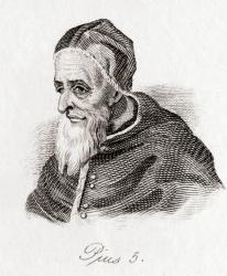 Pope Saint Pius V, 1504  1572, born Antonio Ghislieri. From Crabb's Historical Dictionary, published 1825. | Obraz na stenu