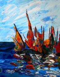 Voiliers au port a bainet, 2009 (acrylic on wood) | Obraz na stenu