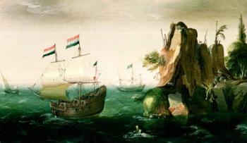 A Dutch Merchant Ship off a Rocky Coast | Obraz na stenu