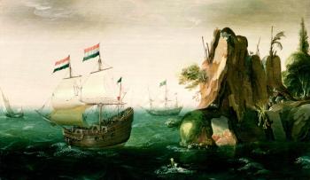 A Dutch Merchant Ship off a Rocky Coast | Obraz na stenu