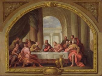 Sketch for 'The Last Supper', St. Mary's, Weymouth, formerly attributed to Antonio Verrio (c.1639-1707) c.1719-20 (oil on canvas) | Obraz na stenu
