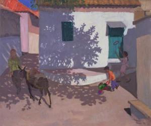 Green Door and Shadows, Lesbos, 1996 (oil on canvas) | Obraz na stenu