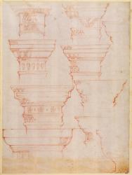 W.18v Study of column capitals (coloured pencil) | Obraz na stenu