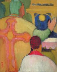 The Mass, c.1890 (oil on card) | Obraz na stenu
