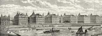 St. Thomas's Hospital in the nineteenth century, from 'London Pictures: Drawn with Pen and Pencil', by Rev. Richard Lovett, published 1890 (litho) | Obraz na stenu