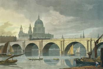 South West view of St Pauls Cathedral and Blackfriars Bridge, 1810 (colour engraving) | Obraz na stenu