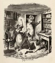 Oliver plucks up a spirit, from 'The Adventures of Oliver Twist' by Charles Dickens (1812-70) 1838, published by Chapman & Hall, 1901 (engraving) | Obraz na stenu