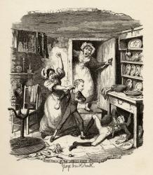 Oliver plucks up a spirit, from 'The Adventures of Oliver Twist' by Charles Dickens (1812-70) 1838, published by Chapman & Hall, 1901 (engraving) | Obraz na stenu