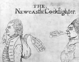 The Newcastle Cockfighter, circa 1750 (engraving) | Obraz na stenu