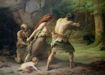 Prehistoric Man Hunting Bears, 1832 (oil on canvas) | Obraz na stenu