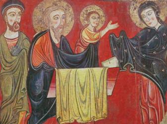 The Presentation at the Temple, from the Altar Frontal of Santa Maria d'Avia, Bergueda, 1170-90 (tempera on poplar panel) (detail of 223698) | Obraz na stenu