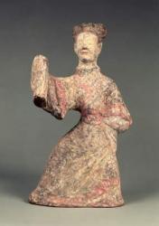 Figure of a male dancer, tomb artefact, Eastern Han Dynasty, 25-220 (earthenware) | Obraz na stenu