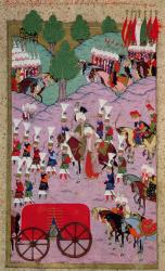 TSM H.1524 'Hunername': The Army of Suleyman the Magnificent (1494-1566) Leave for Europe, from the 'Book of Excellence' by Lokman, 1588 (gouache on paper) | Obraz na stenu