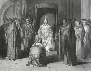 King Richard II knighting the kings of Connaught, Ulster, Thomond and Leinster in 1394, 'The History of Ireland' by Thomas Wright, published c.1854 (engraving) | Obraz na stenu
