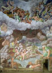 Detail of the destruction of the giants by Jupiter's thunderbolts, Sala dei Giganti, 1536 (fresco) | Obraz na stenu