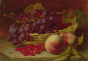 A still life of red currants, peaches and grapes in a basket (oil) | Obraz na stenu