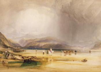 View from Snowdon from Sands of Traeth Mawe, taken at the Ford between Pont Aberglaslyn and Tremadoc, 1834 (w/c & gouache over graphite on paper) | Obraz na stenu