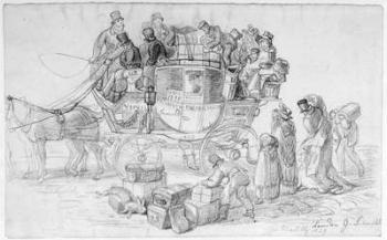 A West Country Mail Coach leaving Piccadilly, 1829 (pencil on paper) (b/w photo) | Obraz na stenu