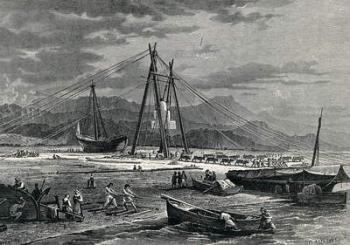 Embarkation of a Block of Marble: Avenza, 19th Century (etching) | Obraz na stenu