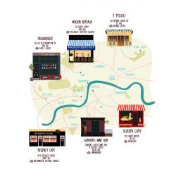 Map of Unique London Eateries and Bars | Obraz na stenu