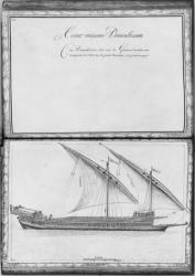 A seaworthy galley, thirty-first demonstration, plate 32, illustration from 'Demonstrations de toutes les pieces de bois, cloux et ferremens qui entrent dans la construction d'une galere...' (pencil & w/c on paper) (b/w photo) | Obraz na stenu