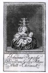 Pope Joan with her child (engraving) (b/w photo) | Obraz na stenu