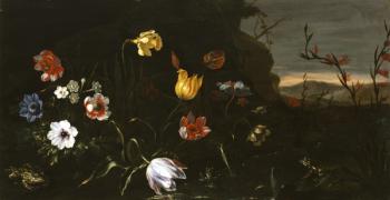 Flowers and Frogs, 1670-9 (oil on panel) | Obraz na stenu