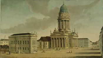 View of the Gendarmenmarkt with the French playhouse and cathedral, Berlin, 1788 (oil on canvas) | Obraz na stenu