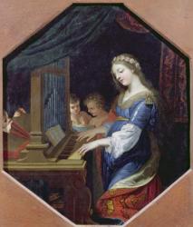 St. Cecilia Playing the Organ (oil on copper) | Obraz na stenu