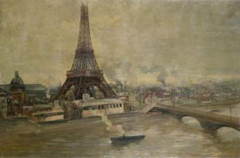 The Construction of the Eiffel Tower, January 1889 (oil on canvas) | Obraz na stenu