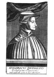 Huldrych Zwingli (1484-1531) (engraving) (b/w photo) | Obraz na stenu