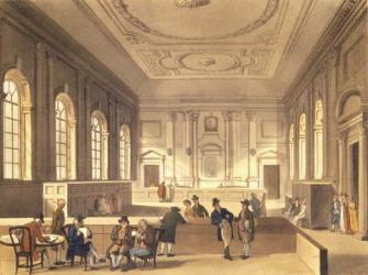Dividend Hall at South Sea House, pub. by R. Ackermann, 1810 (aquatint) | Obraz na stenu