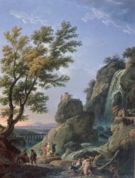 Landscape with Waterfall and Figures, 1768 (oil on canvas) | Obraz na stenu