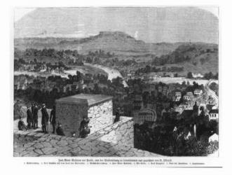 Mount Valerien seen from Louveciennes, illustration from 'Illustrierte Zeitung' (engraving) (b/w photo) | Obraz na stenu