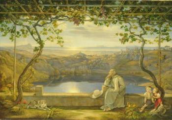 A Monk on a Terrace at the Nemi Lake, 1818 (oil on canvas) | Obraz na stenu