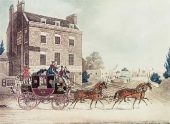 Quicksilver Royal Mail passing the Star and Garter at Kew Bridge, 1835 (engraving) | Obraz na stenu