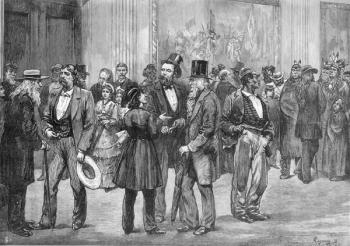 American Sketches: Scene in the Rotunda, Washington, from 'The Illustrated London News', 15th April 1876 (engraving) (b/w photo) | Obraz na stenu