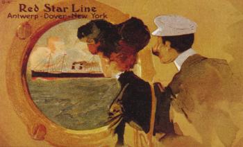 Poster advertising the 'Red Star Line' from Antwerp to New York via Dover (colour litho) | Obraz na stenu