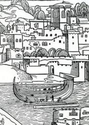 Breaming a ship, 1486 (woodcut) | Obraz na stenu