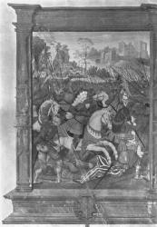Fol.1 Francois I (1494-1547) charging at the battle of Marignan, 14th September 1515 (vellum) (b/w photo) | Obraz na stenu