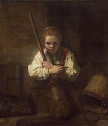 A Girl with a Broom, 1651 (oil on canvas) | Obraz na stenu