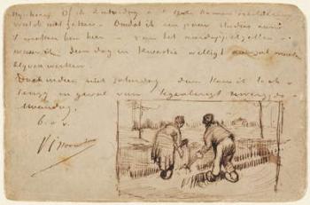 Postcard with Two Peasants Digging, 1885 (pen and brown ink on a postcard) | Obraz na stenu