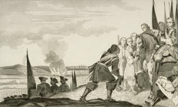 Louis XV (1710-74) at the Battle of Fontenoi in 1745, from 'Histoire de France' by Colart, published c.1840 (engraving) | Obraz na stenu