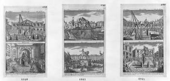 Six royal statues destroyed in Paris, 11th August 1792 (engraving) | Obraz na stenu