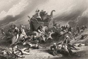 Defeat of the Peishwas army before Jhansi by General Rose on 1st April 1858, from 'The History of the Indian Mutiny' published in 1858 (engraving) | Obraz na stenu